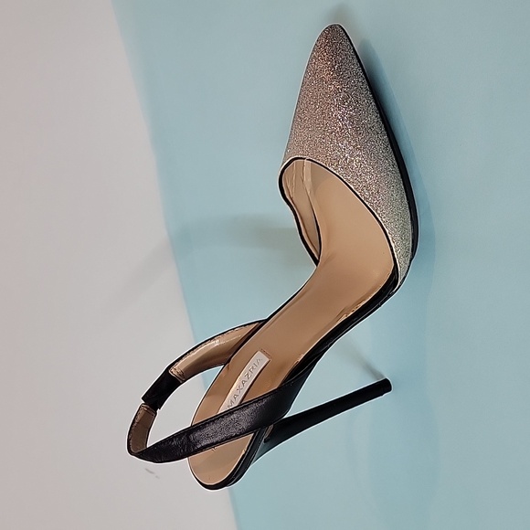 BCBGMAXAZRIA Koda Black Silver Sparkly Vero Cuoio Heels Size 8 - Picture 8 of 16